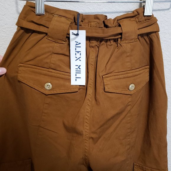 Alex Mill Expedition Cargo Washed Twill Belted Pants in Russet Brown, Size 0 - Picture 8 of 9